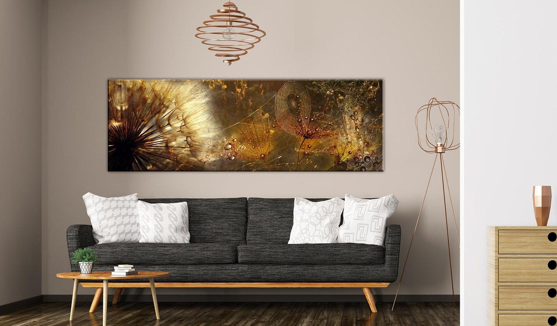 Stretched Canvas Botanical Art - Amber Dandelion Morning