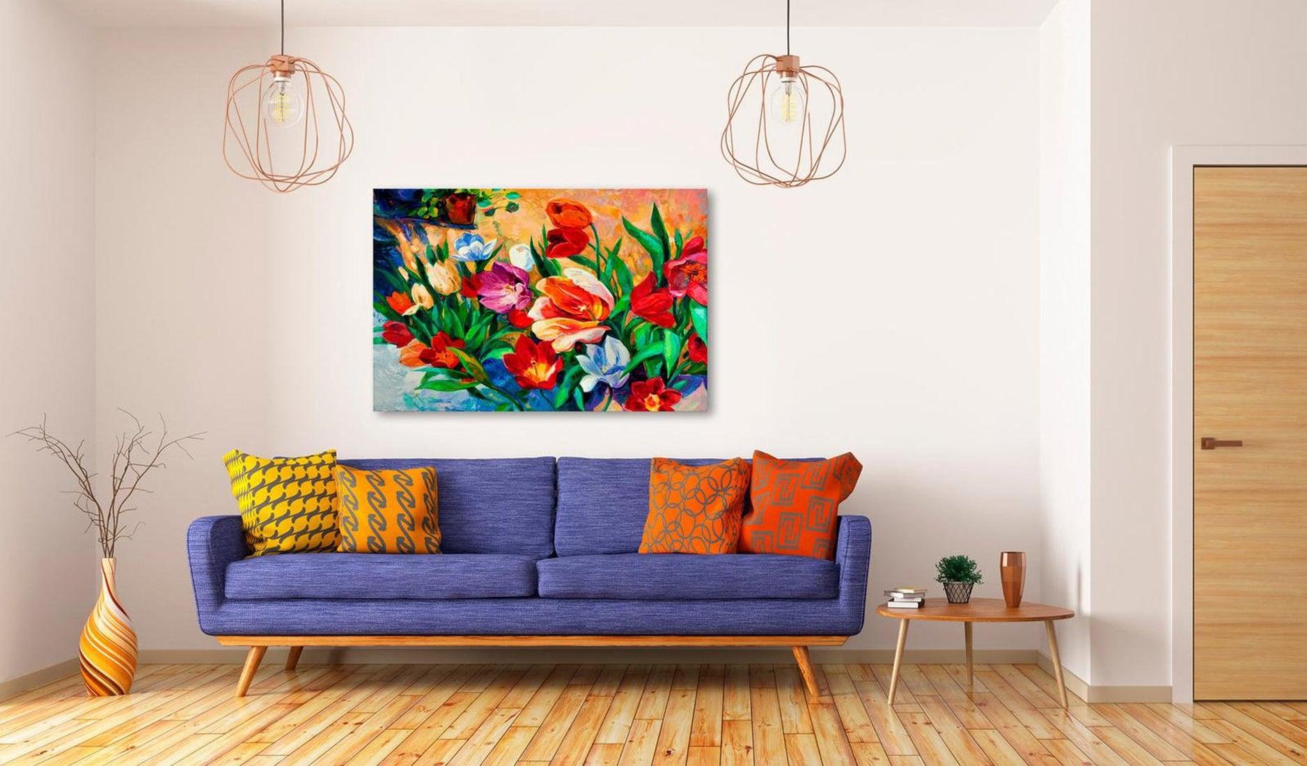 Stretched Canvas Floral Art - Art Of Colours: Tulips