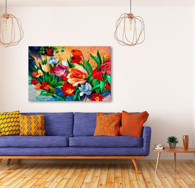 Stretched Canvas Floral Art - Art Of Colours: Tulips