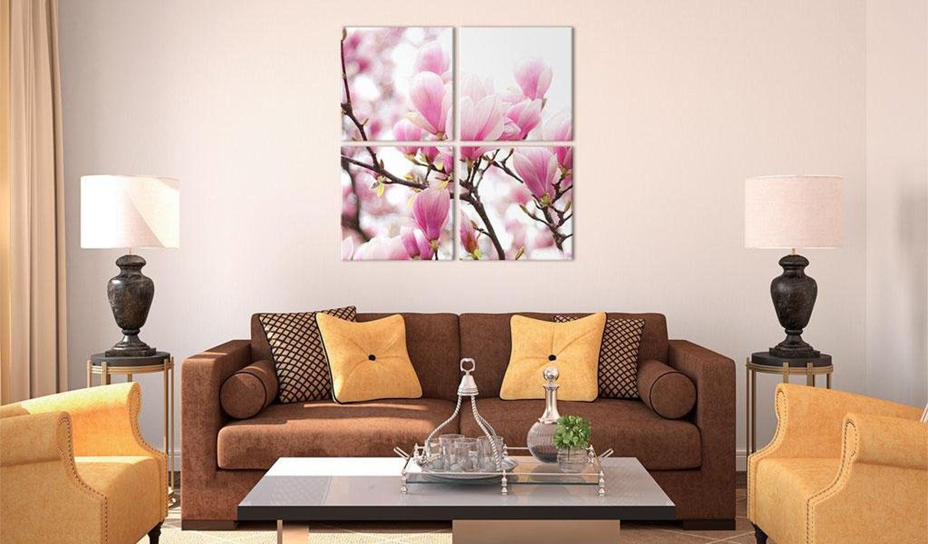 Stretched Canvas Floral Art - Blooming Magnolia Tree