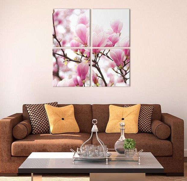 Stretched Canvas Floral Art - Blooming Magnolia Tree
