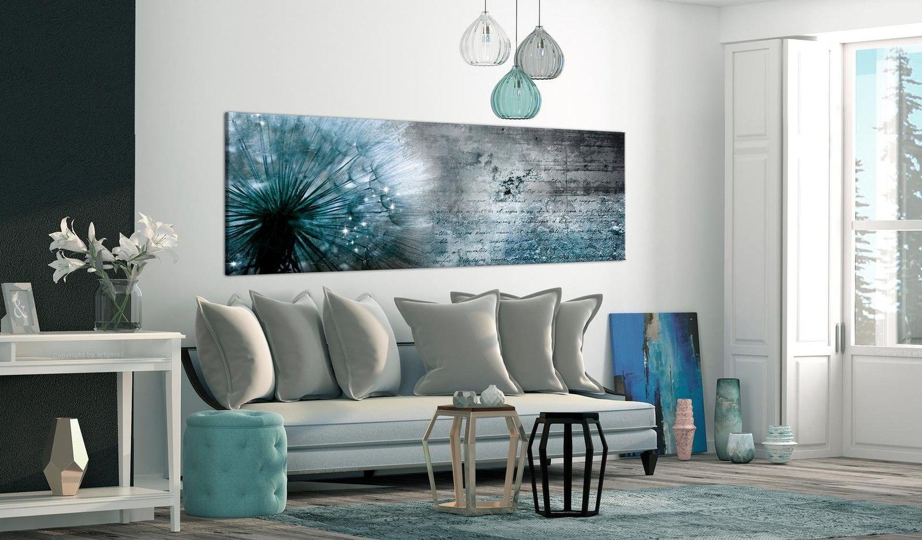 Stretched Canvas Floral Art - Blue Dandelion