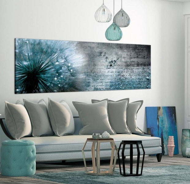 Stretched Canvas Floral Art - Blue Dandelion