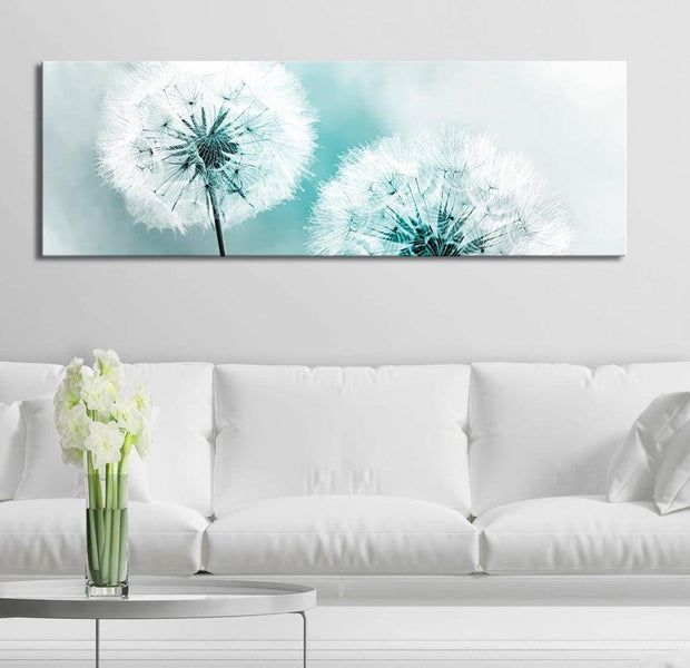Stretched Canvas Botanical Art - Blue Summer Dandelion