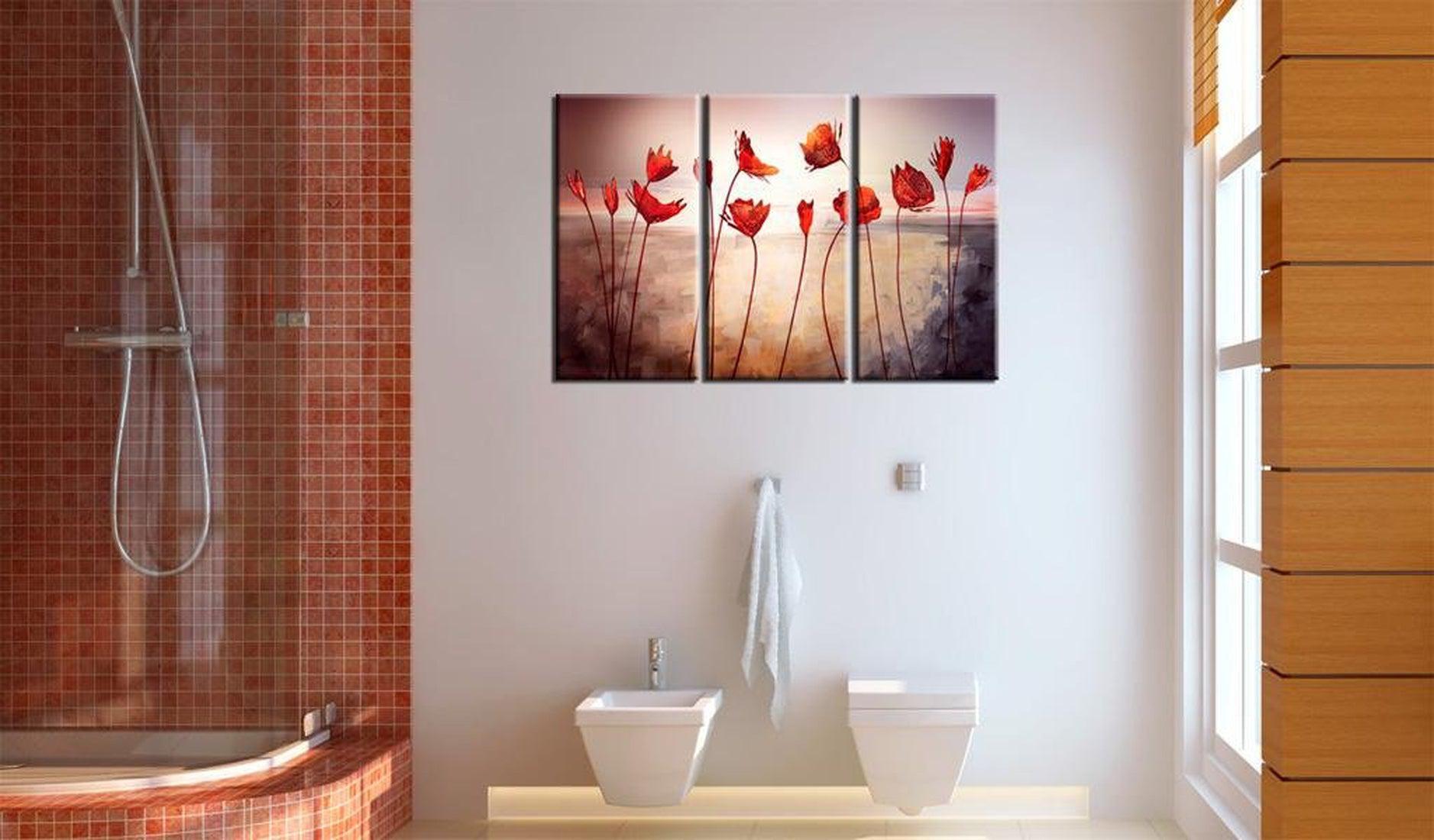 Stretched Canvas Floral Art - Bright Red Poppies