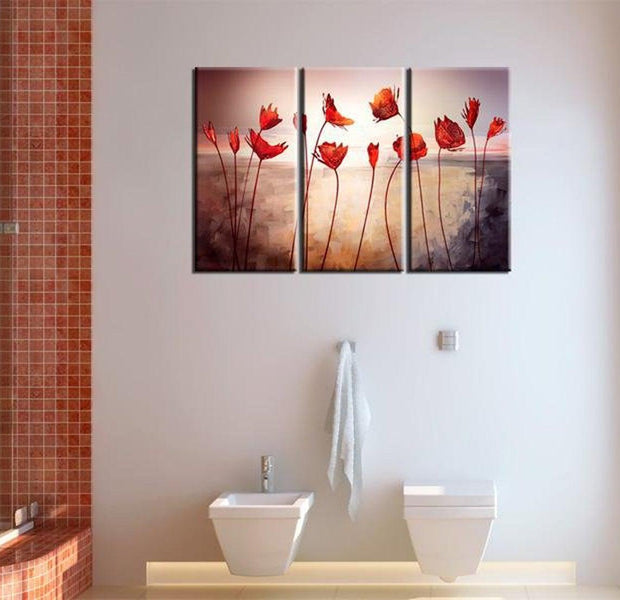 Stretched Canvas Floral Art - Bright Red Poppies