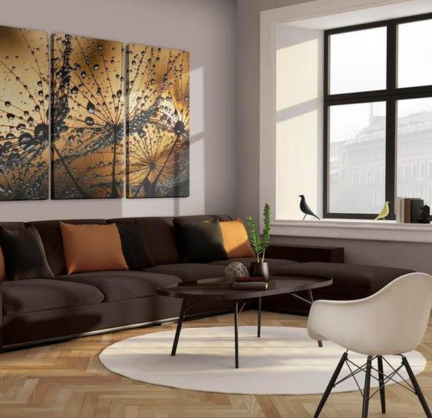 Stretched Canvas Botanical Art - Dandelions And Dew