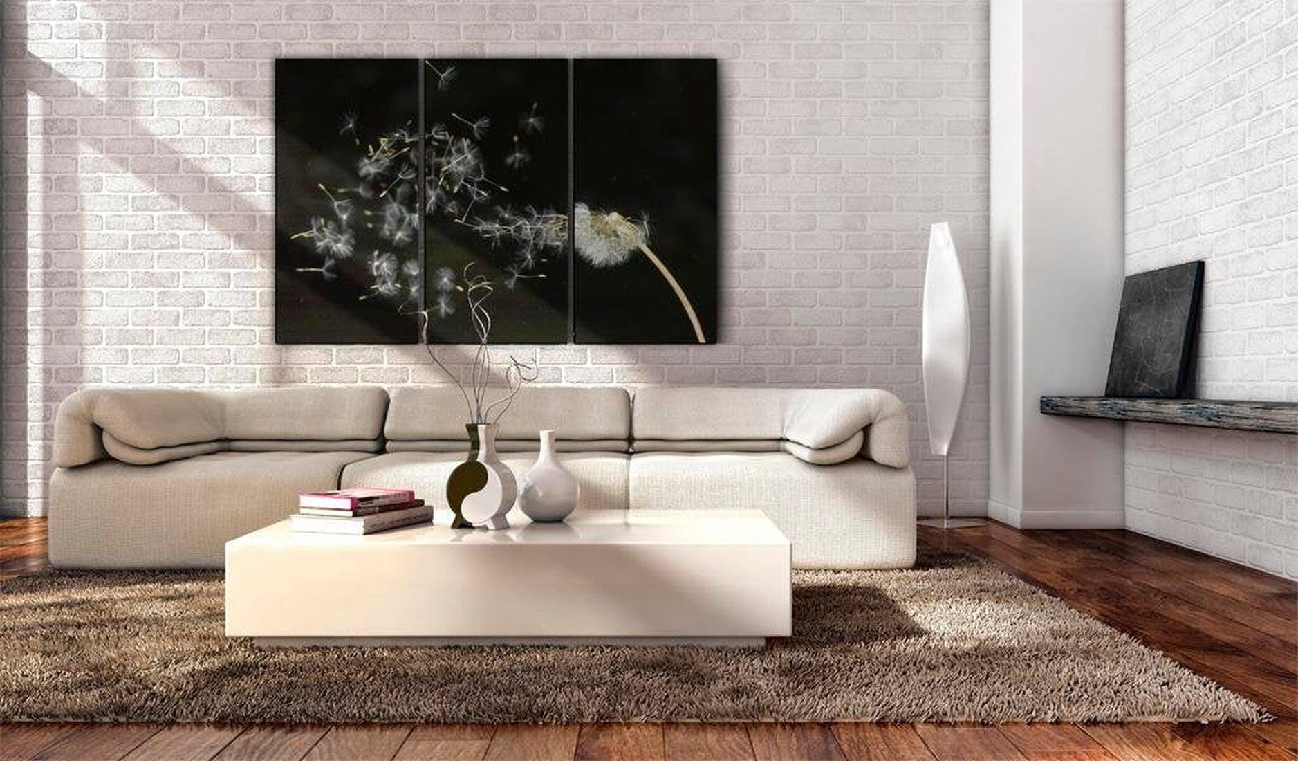 Stretched Canvas Botanical Art - Dandelions In The Dark