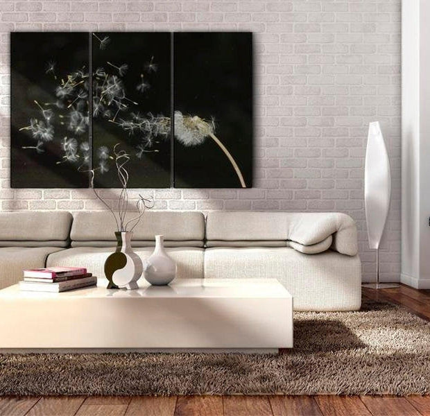 Stretched Canvas Botanical Art - Dandelions In The Dark