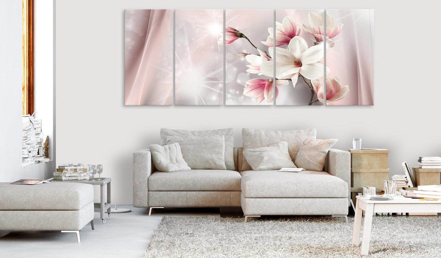 Stretched Canvas Floral Art - Dazzling Magnolias Narrow