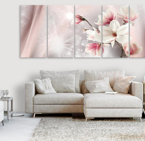 Stretched Canvas Floral Art - Dazzling Magnolias Narrow