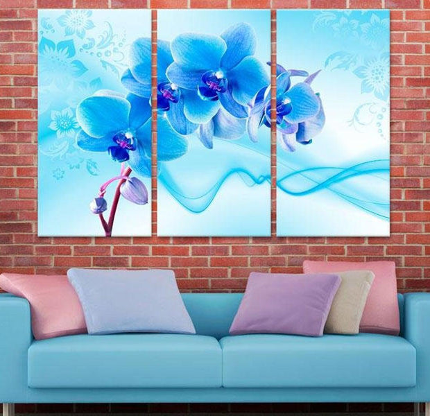 Stretched Canvas Floral Art - Ethereal Orchid - Blue
