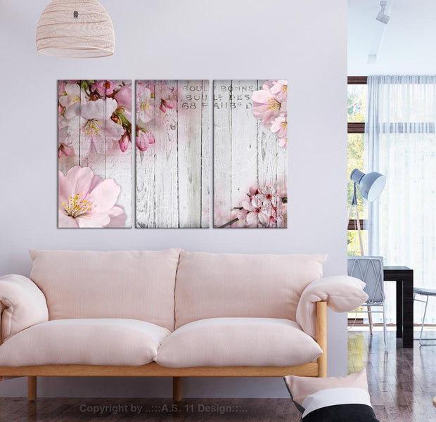 Stretched Canvas Floral Art - Flowers On Boards