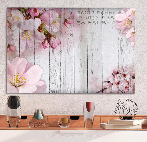 Stretched Canvas Floral Art - Flowers On Boards Wide