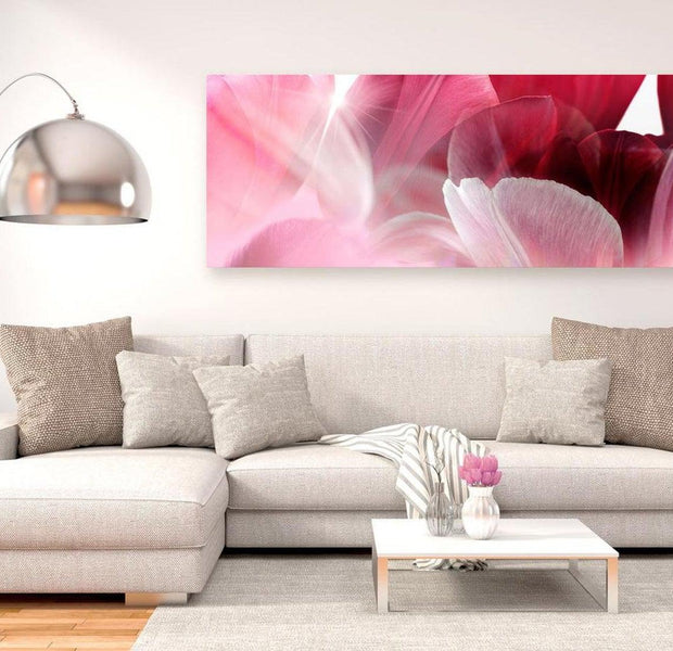Stretched Canvas Floral Art - Flowers: Pink Tulips