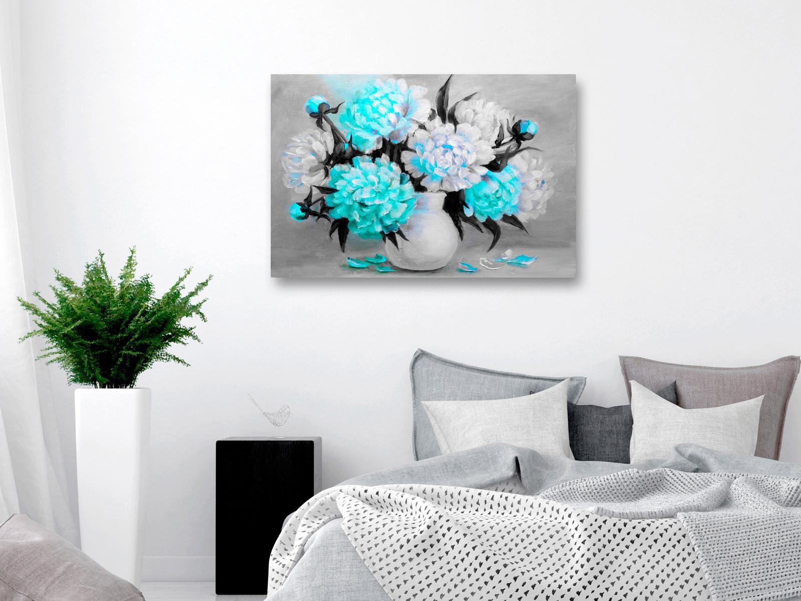 Stretched Canvas Floral Art - Fragrant Colours Wide Blue