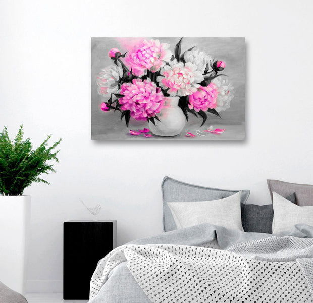 Stretched Canvas Floral Art - Fragrant Colours Wide Pink