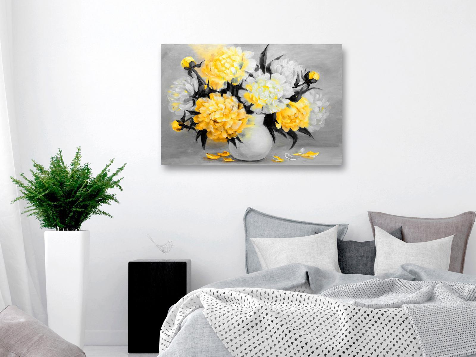 Stretched Canvas Floral Art - Fragrant Colours Wide Yellow