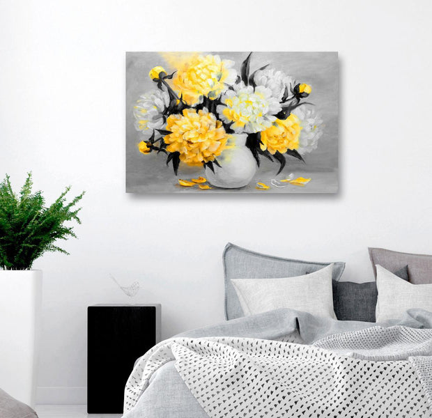 Stretched Canvas Floral Art - Fragrant Colours Wide Yellow