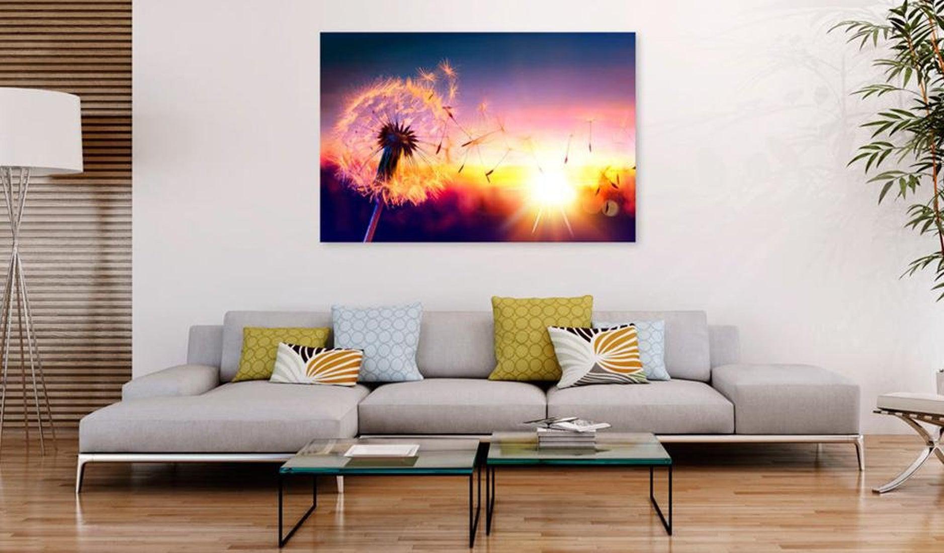 Stretched Canvas Botanical Art - Dandelion Sunset