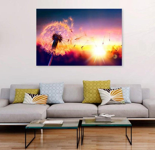 Stretched Canvas Botanical Art - Dandelion Sunset