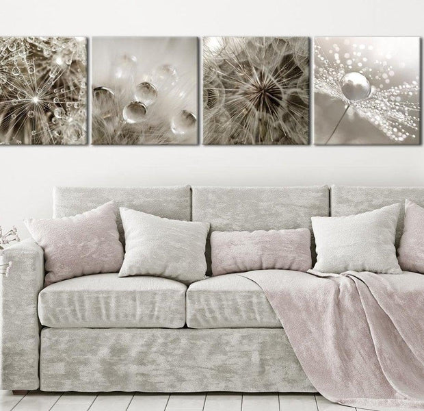 Stretched Canvas Floral Art - Grey Dandelion