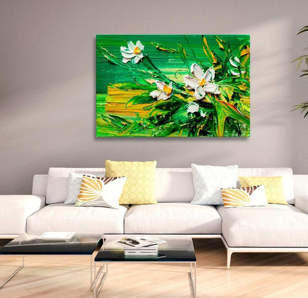 Stretched Canvas Floral Art - Impressionist Style: Flowers