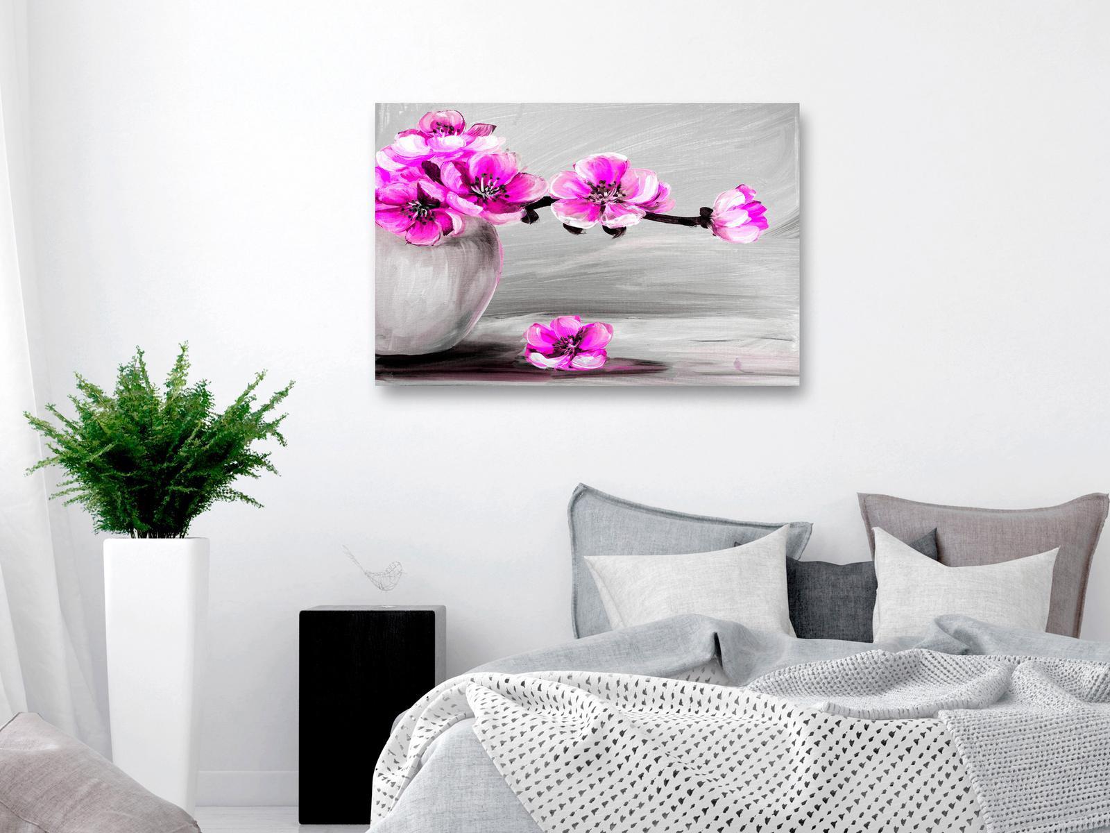 Stretched Canvas Floral Art - Lightness Of Light Wide Pink