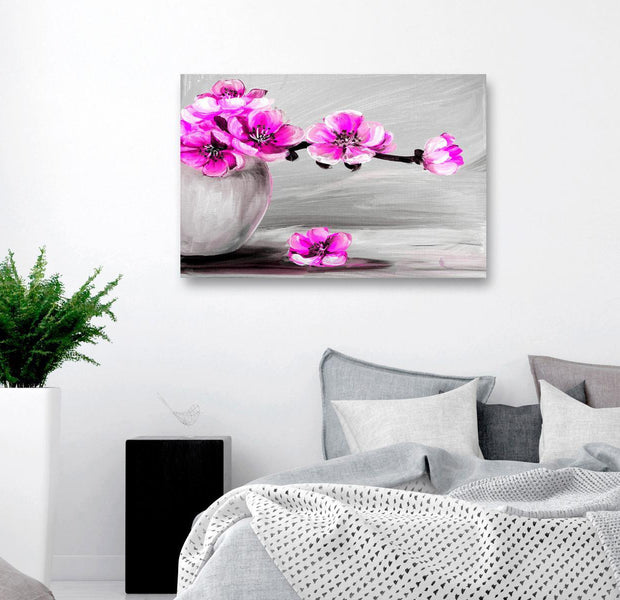 Stretched Canvas Floral Art - Lightness Of Light Wide Pink