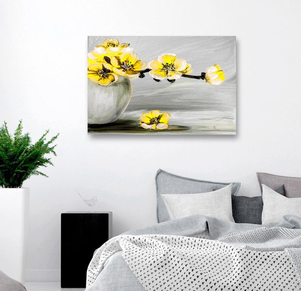 Stretched Canvas Floral Art - Lightness Of Light Wide Yellow