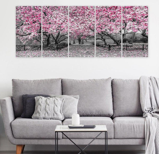 Stretched Canvas Floral Art - Magnolia Park Narrow Pink