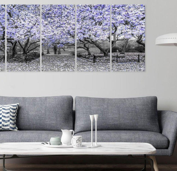 Stretched Canvas Floral Art - Magnolia Park Narrow Violet