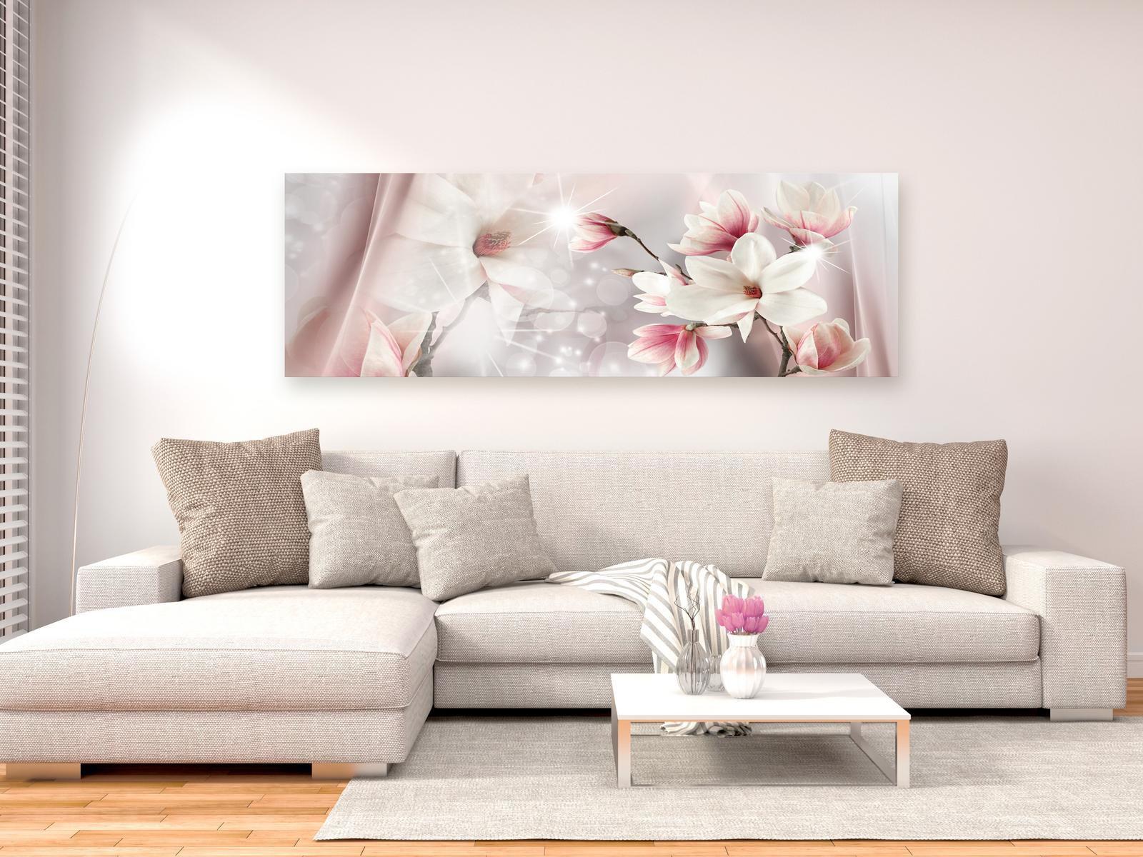Stretched Canvas Floral Art - Magnolia Reflection Narrow