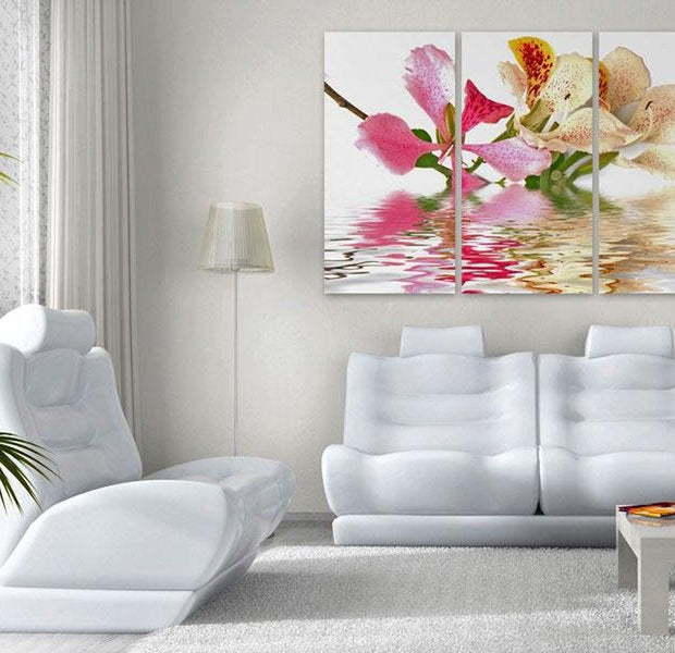 Stretched Canvas Floral Art - Orchid With Colorful Spots