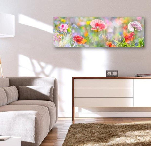Stretched Canvas Floral Art - Rainbow Of Morning Poppies