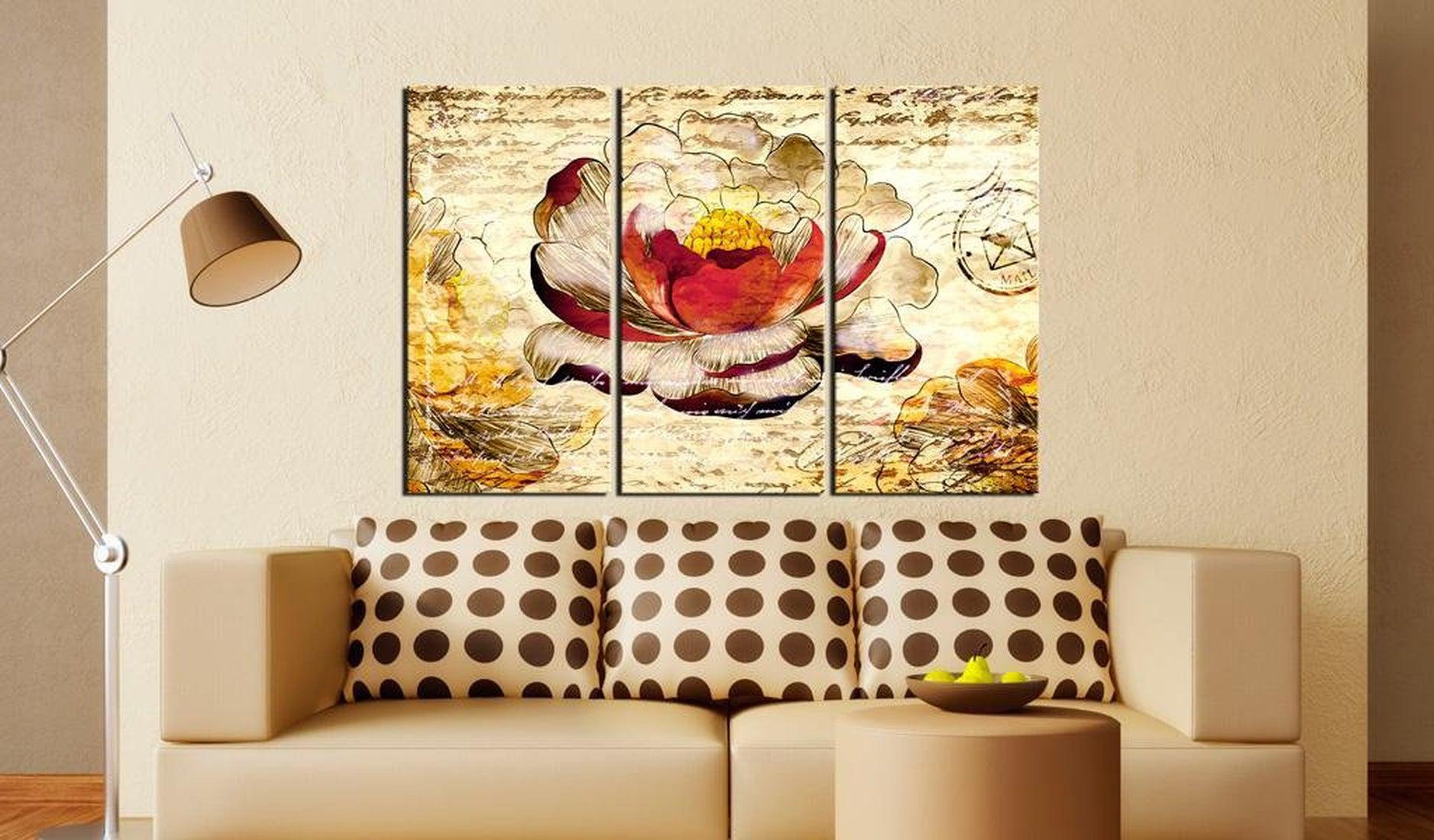 Stretched Canvas Floral Art - Retro Flower