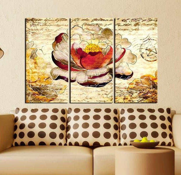 Stretched Canvas Floral Art - Retro Flower