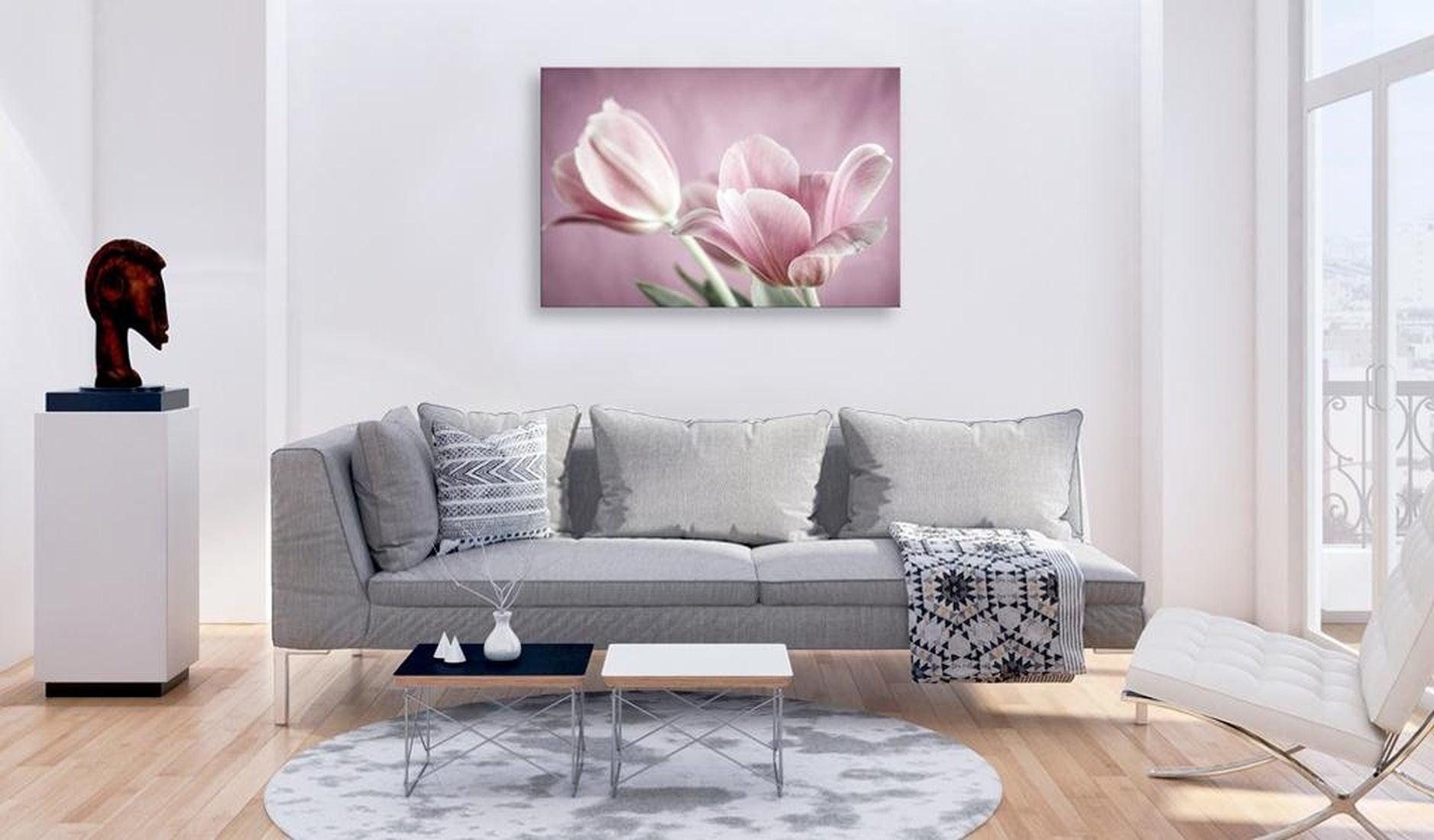 Stretched Canvas Floral Art - Romantic Tulips