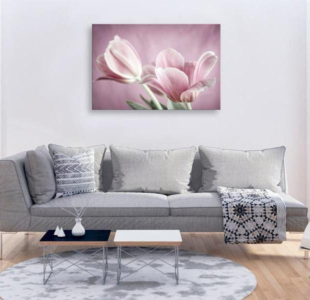 Stretched Canvas Floral Art - Romantic Tulips