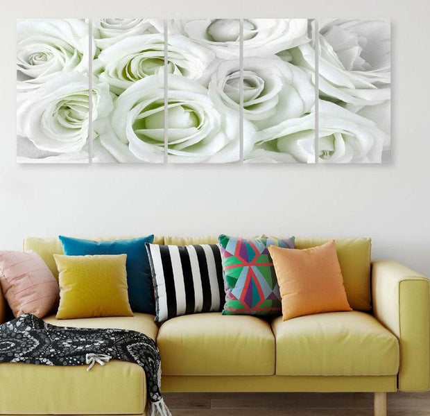 Stretched Canvas Floral Art - Satin Rose Narrow Green