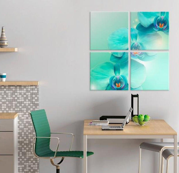 Stretched Canvas Floral Art - Sky-Blue Orchids