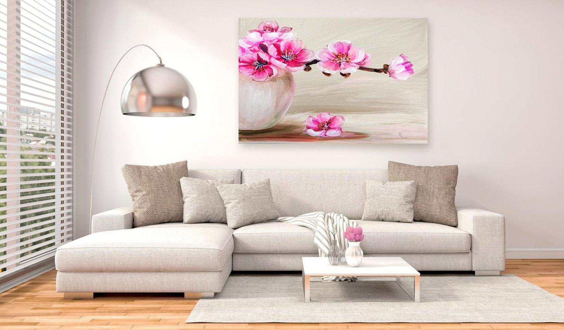 Stretched Canvas Floral Art - Still Life: Sakura Flowers