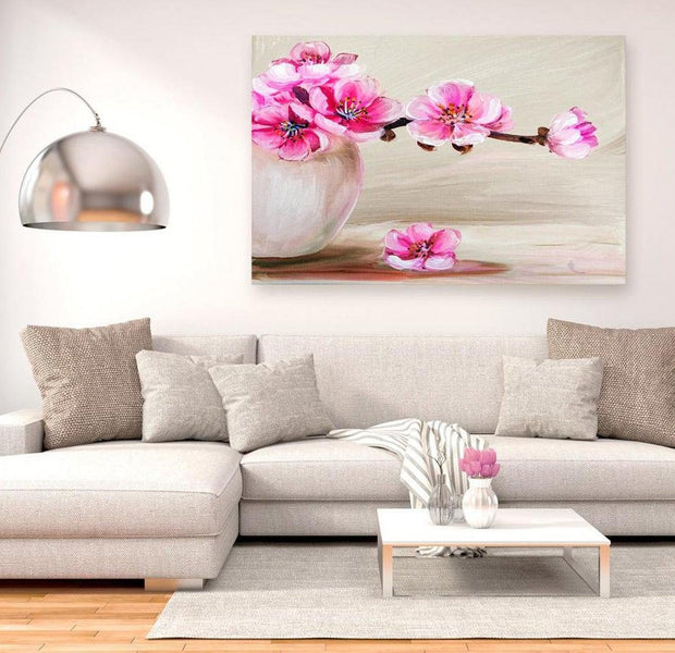 Stretched Canvas Floral Art - Still Life: Sakura Flowers
