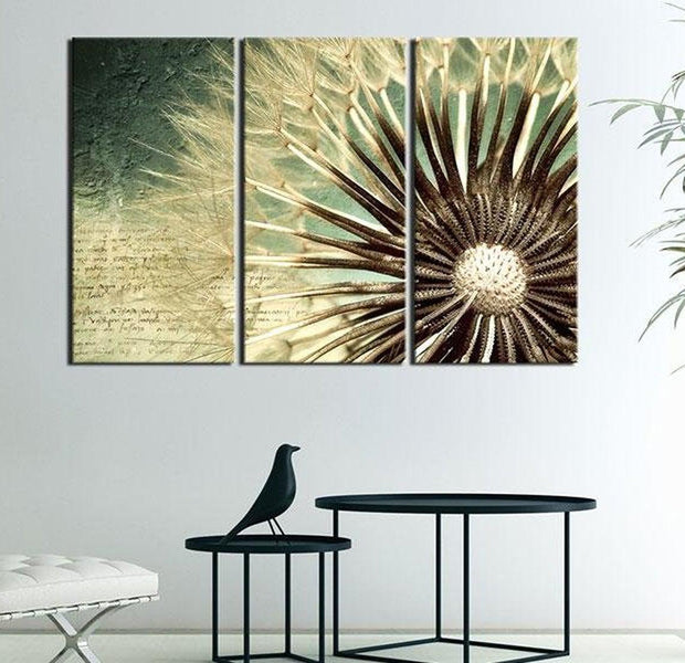 Stretched Canvas Botanical Art - Dandelion Letter