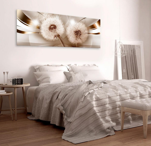 Stretched Canvas Botanical Art - Two Dandelions Narrow