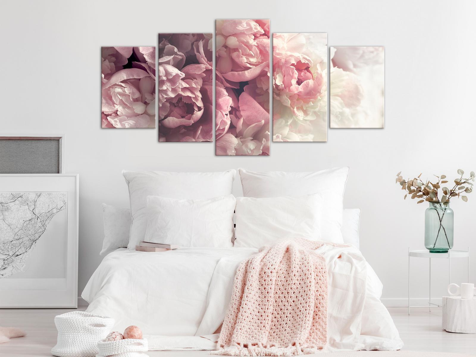 Stretched Canvas Floral Art - Vintage Peonies Wide