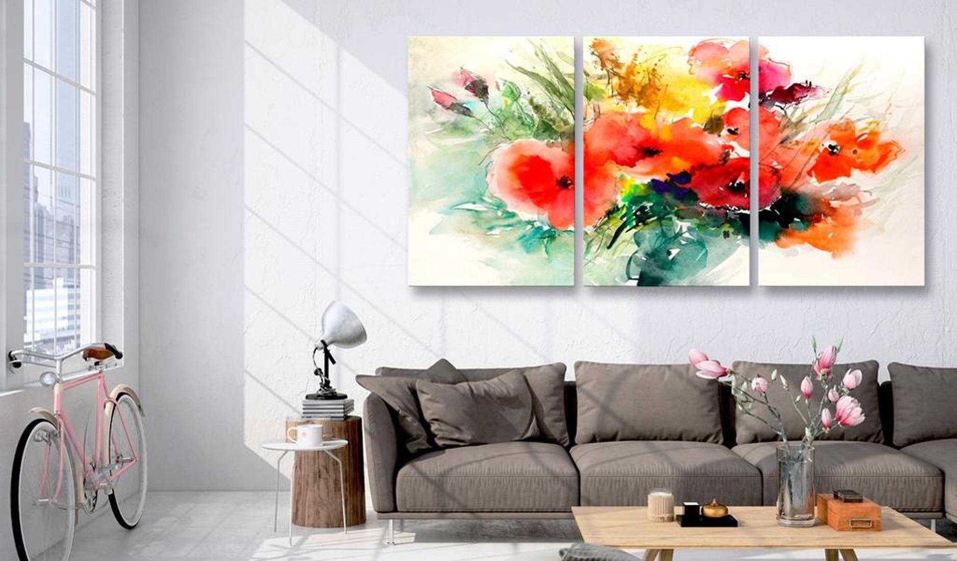 Stretched Canvas Floral Art - Watercolor Bouquet