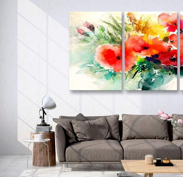 Stretched Canvas Floral Art - Watercolor Bouquet