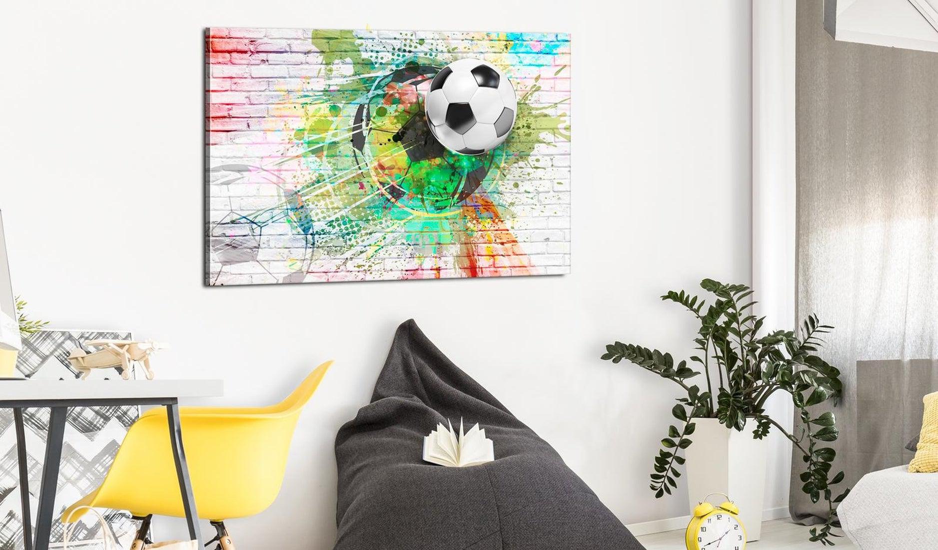 Stretched Canvas Kids Art - Colourful Sport Football