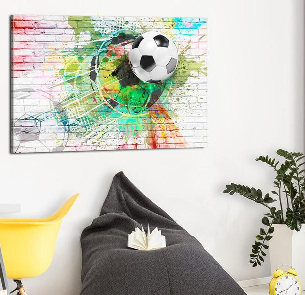 Stretched Canvas Kids Art - Colourful Sport Football